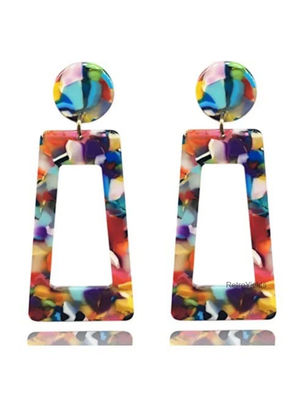 Acrylic Resin Statement Dangle Drop Earrings for Women Lightweight Push Back